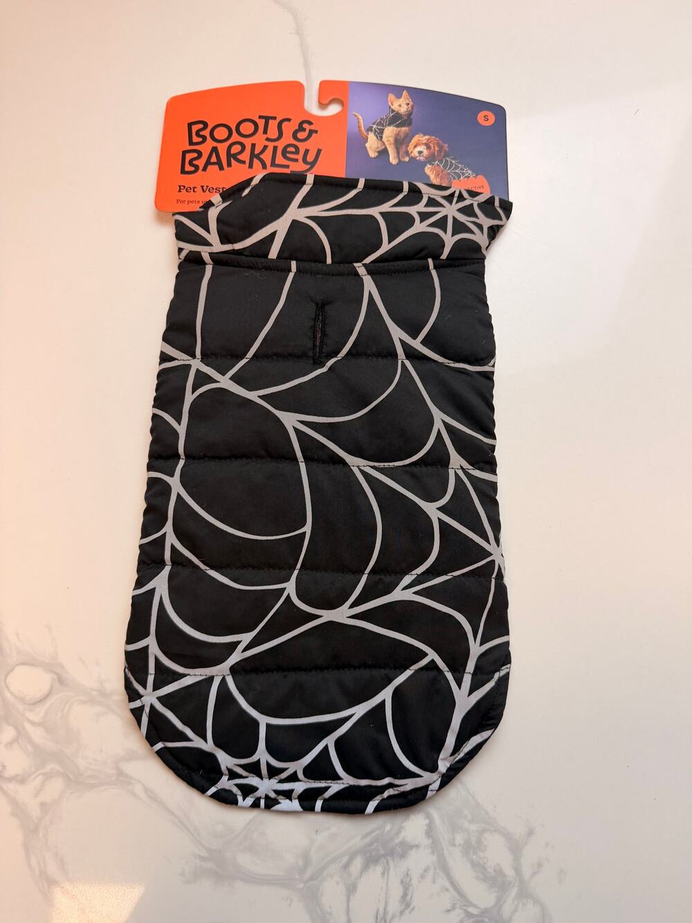 Boots & Barkley Reflective Spider Web Pet Vest Black Halloween Size S NWT